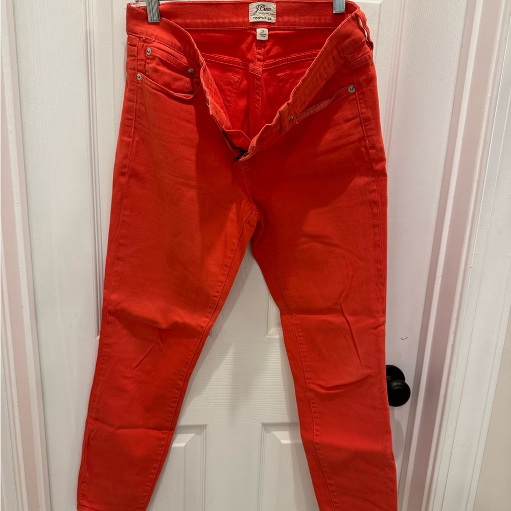 J. Crew Toothpick Jeans in Orange